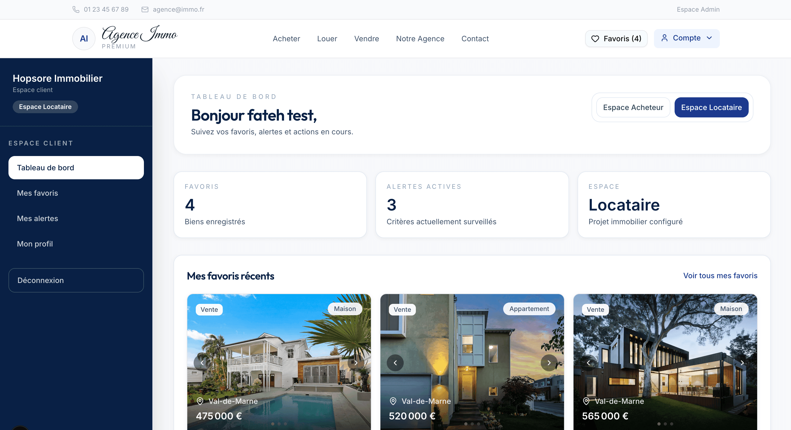 Espace client immobilier